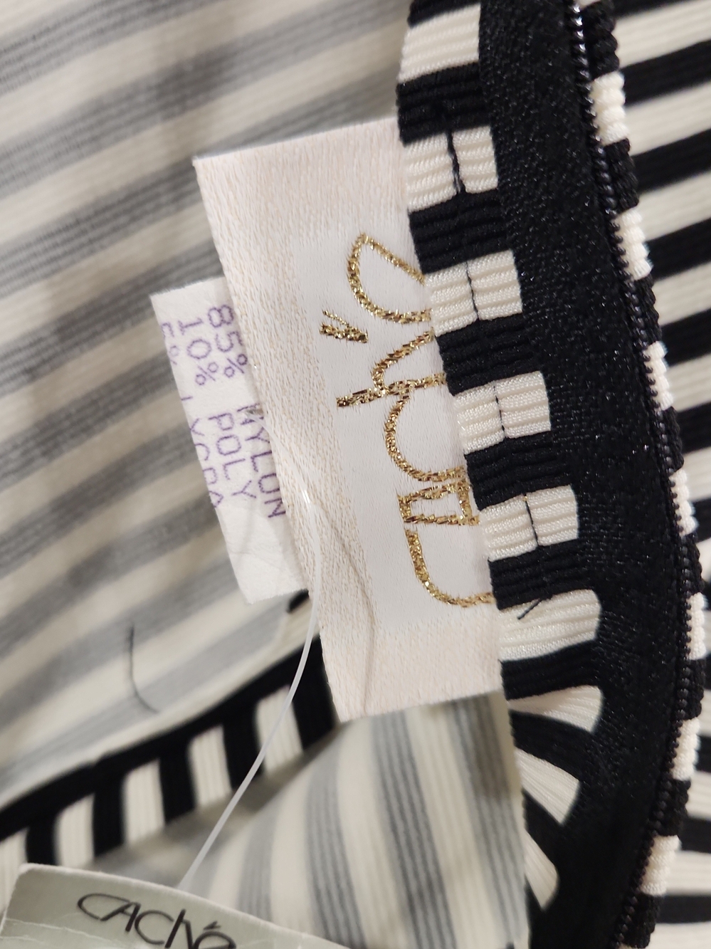 Cache Bodysuits 90s Striped Bodysuit in Black & White Size Small NWT Deadstock - Picture 6 of 8
